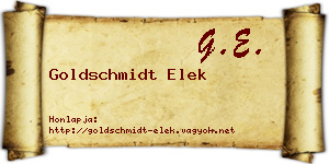 Goldschmidt Elek névjegykártya